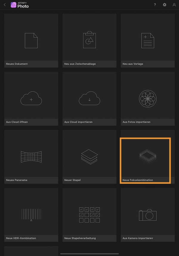 Anleitung Affinity Photo für iPad neue Fokuskombination