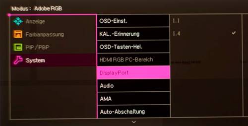 OSD Menü BenQ Monitor